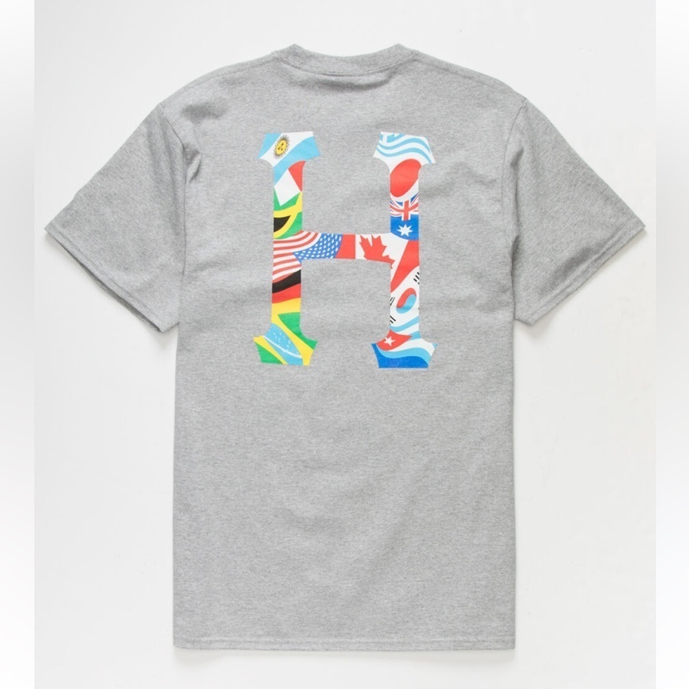 HUF Worldwide Gray Flags Tee small